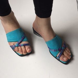 Italian Shoemakers Blue Square Toe Sandals